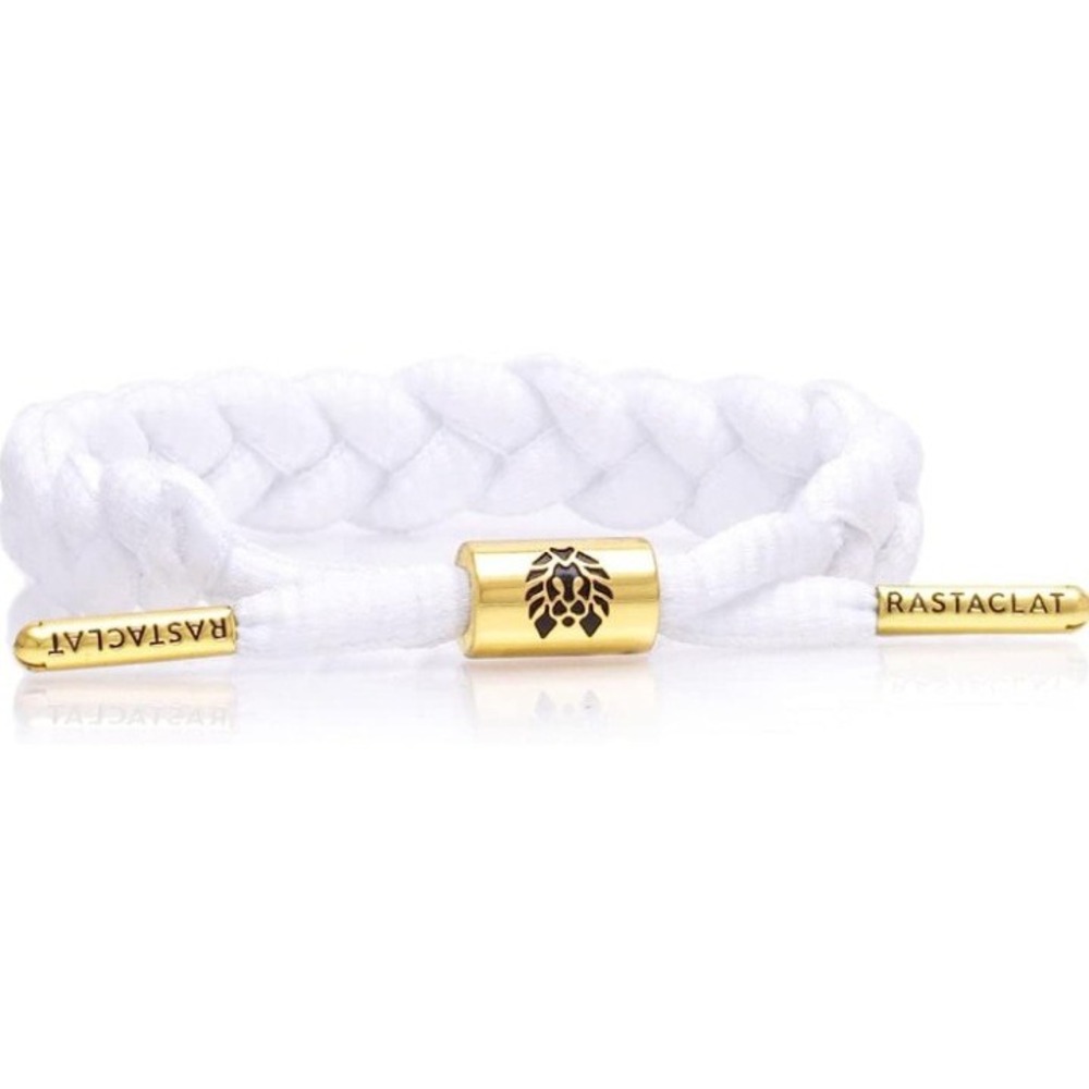 NEW Rastaclat Original Hand Braided‎ Iconic Women's Zion II Bracelet, White/Gold